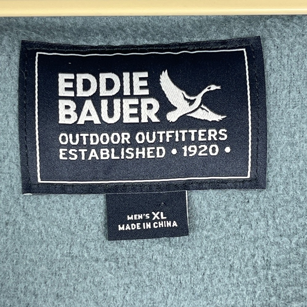 Eddie Bauer Fleece Vest Men XL Blue Gray Full Zip Outdoor Layering Mock Neck - Picture 2 of 9